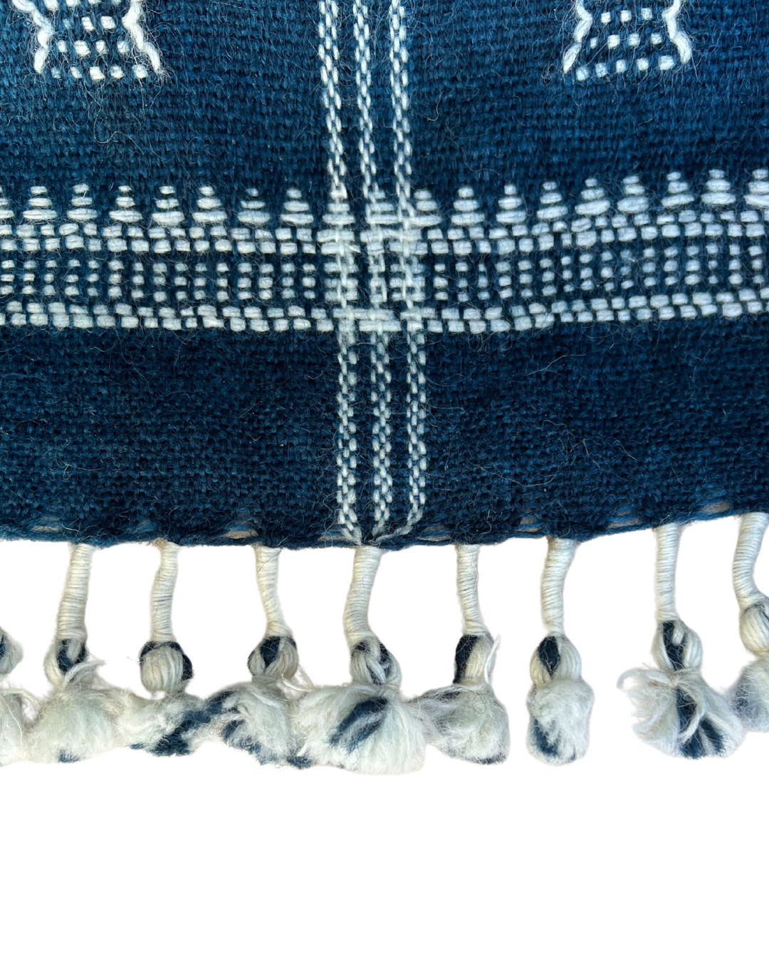 Blue Woven Tassel Throw