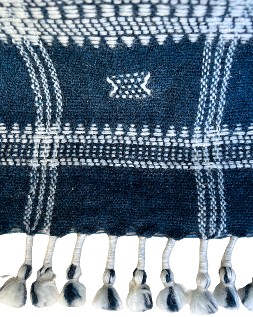 Blue Woven Tassel Throw