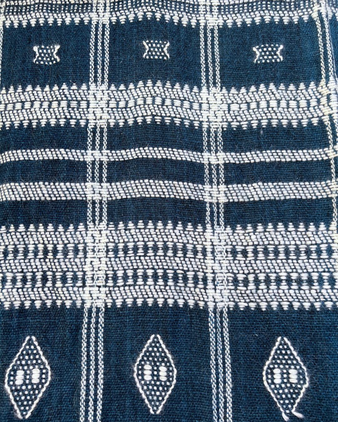 Blue Woven Tassel Throw