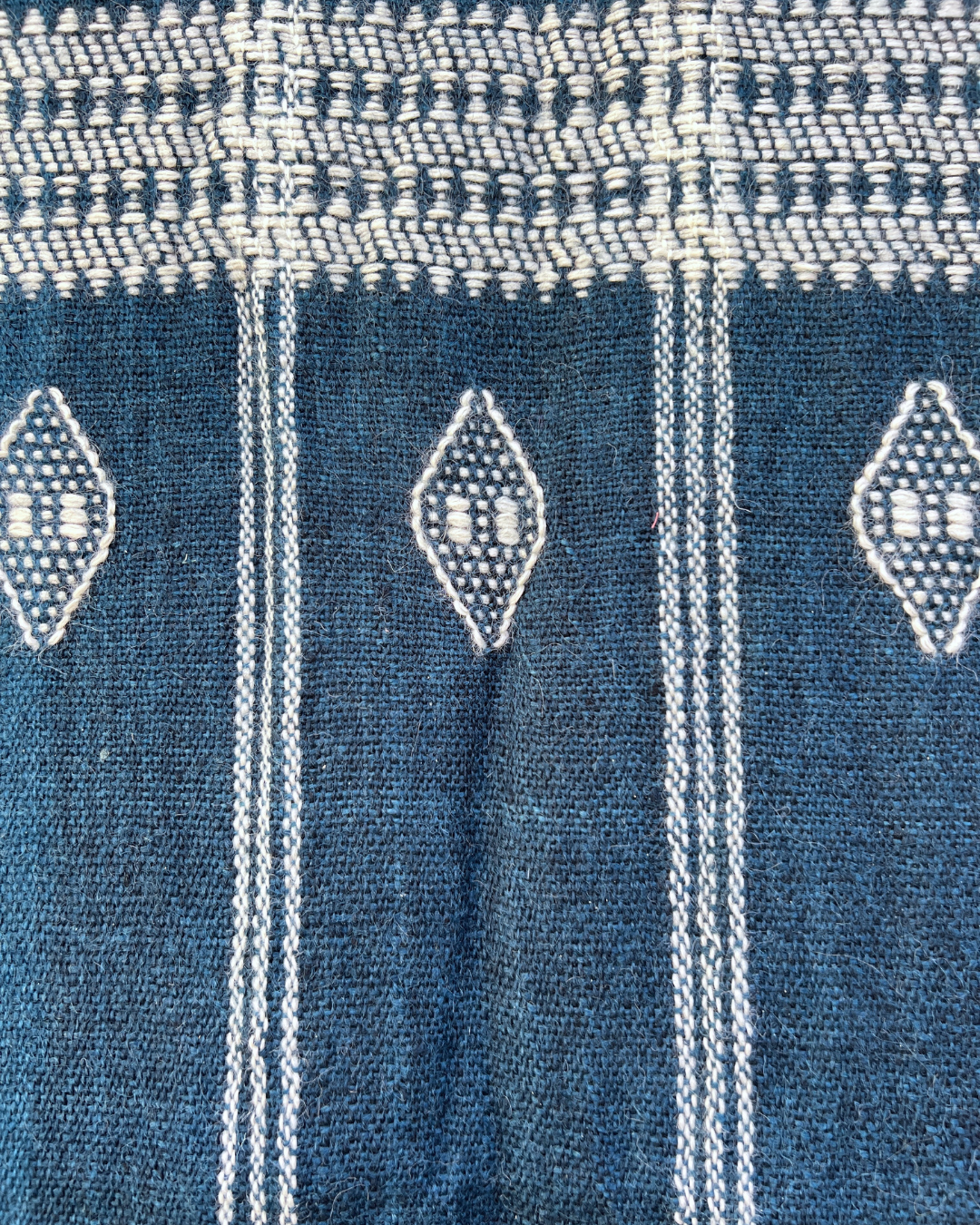 Blue Woven Tassel Throw