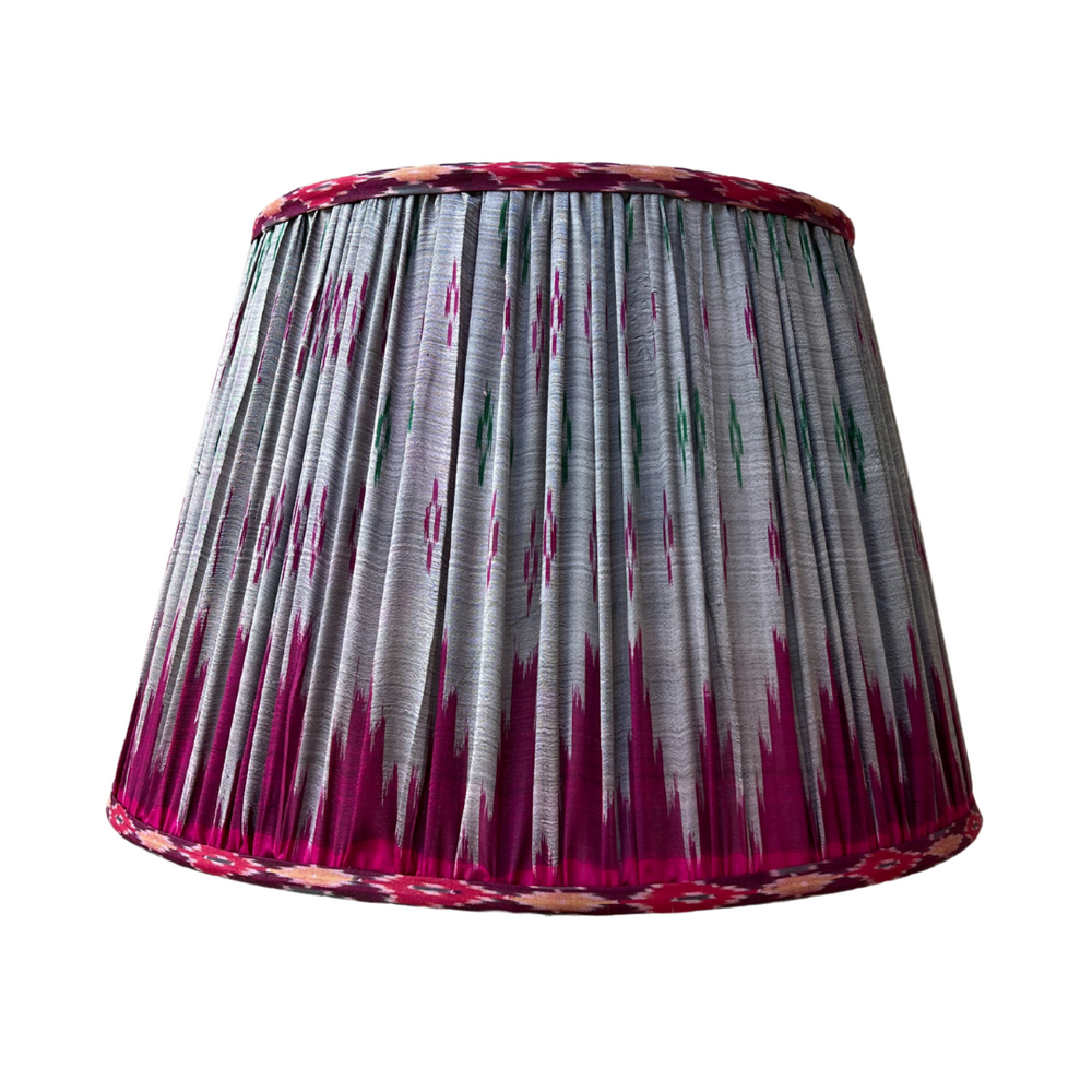 51cm Magenta and Grey Silk Sari Lampshade