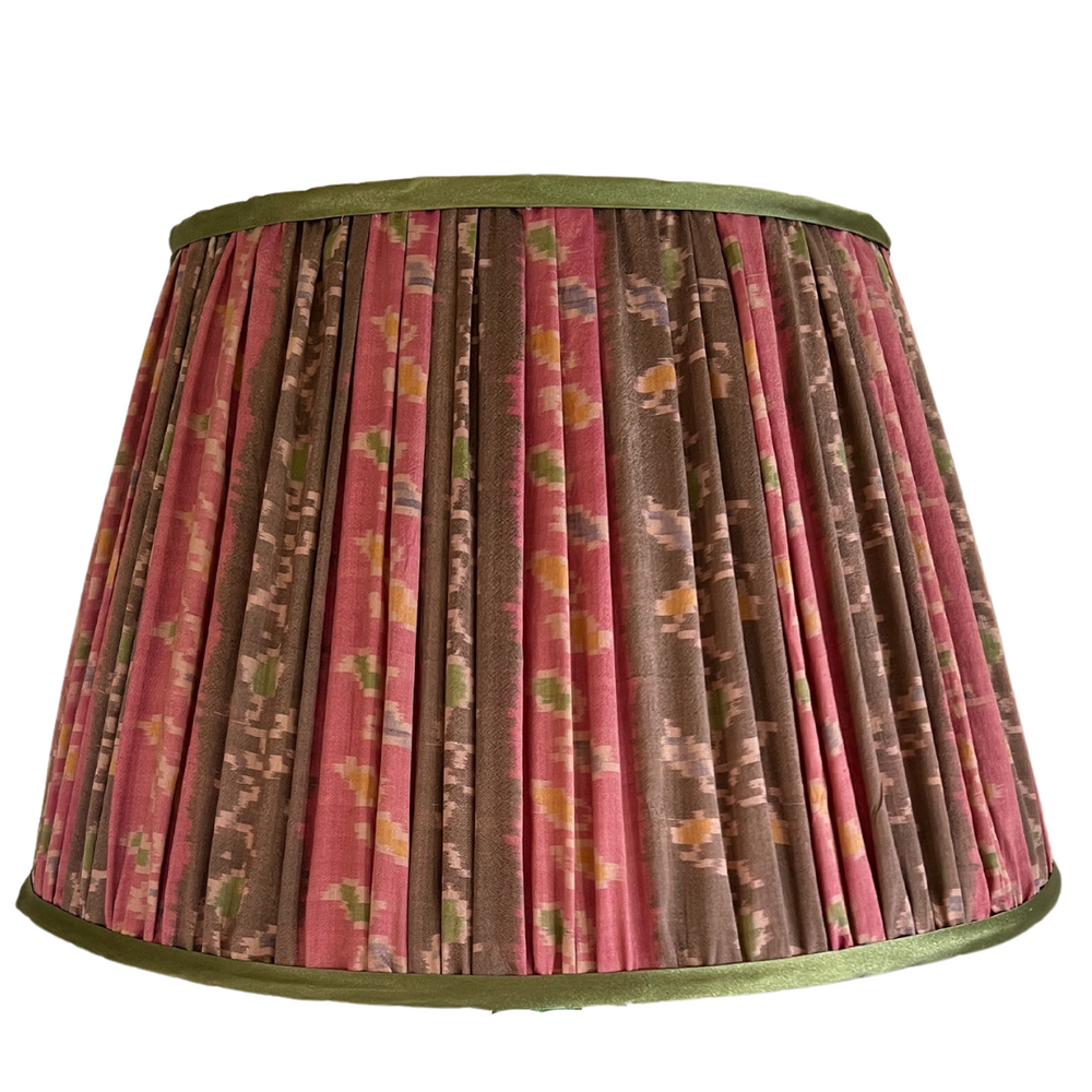 41cm Pink, Brown and Green Silk Sari Lampshade