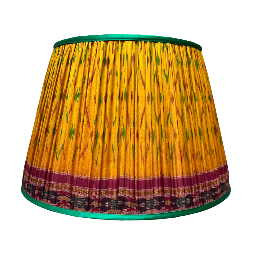 46cm Yellow & Green Vintage Sari Lampshade