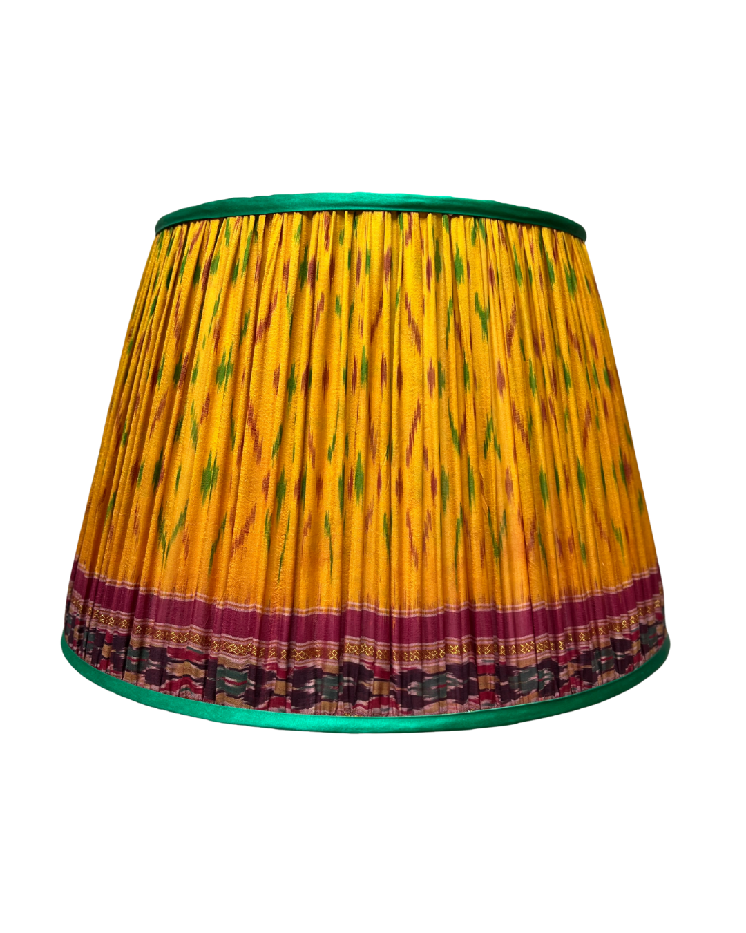 46cm Yellow & Green Vintage Sari Lampshade