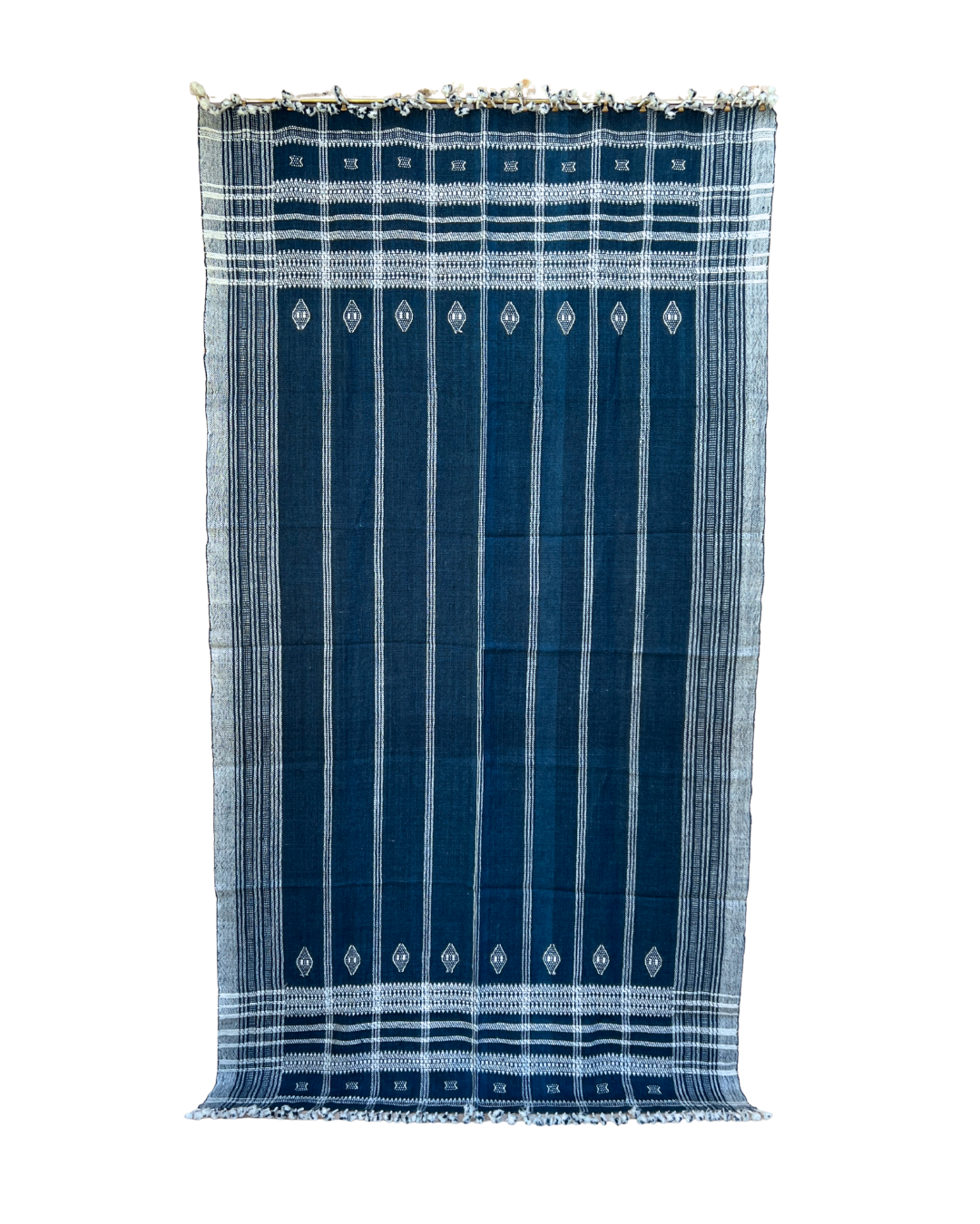 Blue Woven Tassel Throw