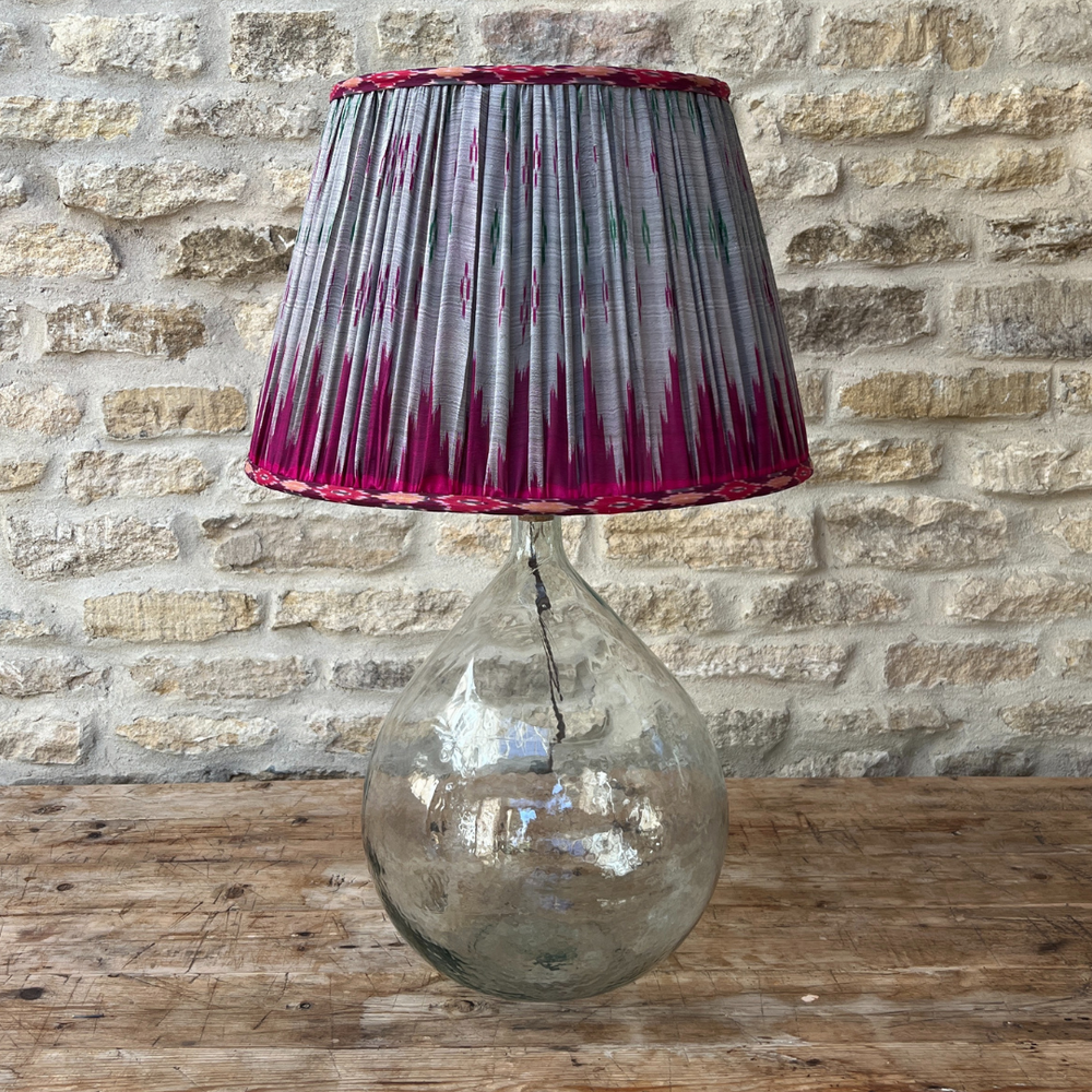51cm Magenta and Grey Silk Sari Lampshade