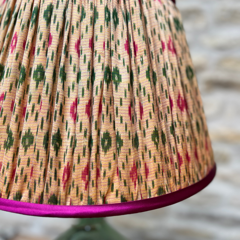 
                      
                        41cm Yellow, Pink & Green Silk Sari Lampshade
                      
                    