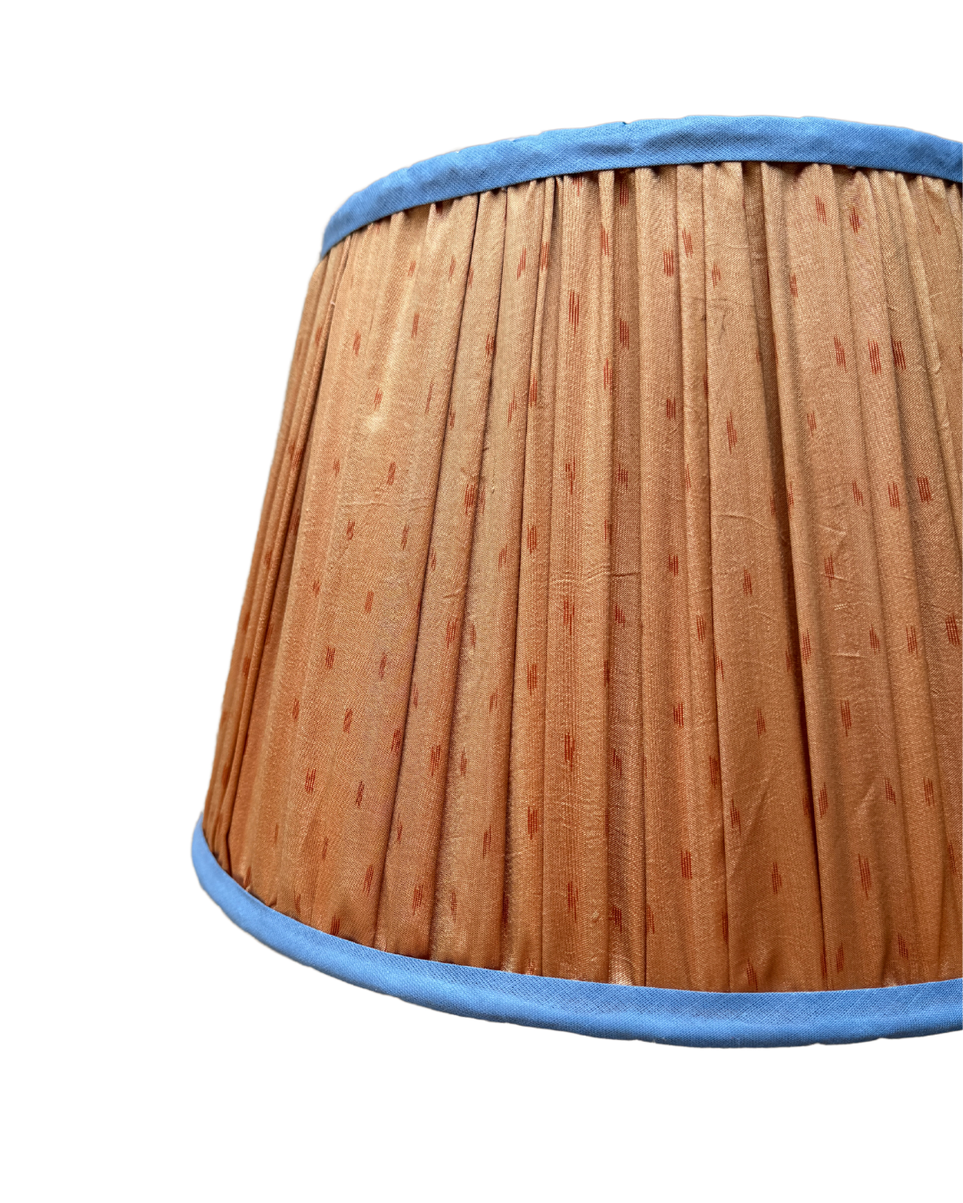 36cm Orange Silk Sari Lampshade with Blue Trim