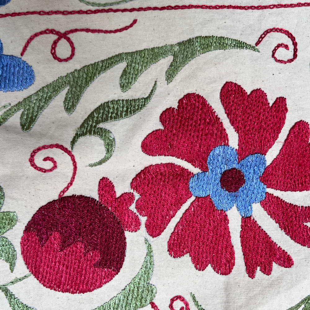 
                      
                        Red, Green & Blue Jumbo Rectangle Suzani Cushion 026
                      
                    