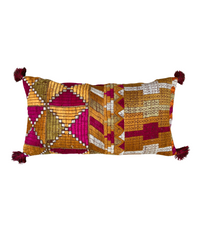 Pink Phulkhari Cushion Cover with Tassels