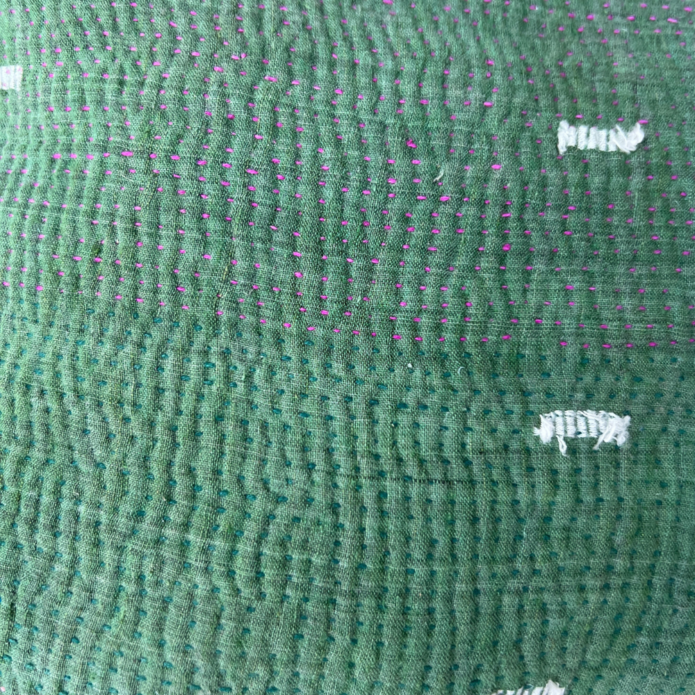 
                      
                        Kantha Lavender Pillow with Tassels - Green Cream
                      
                    