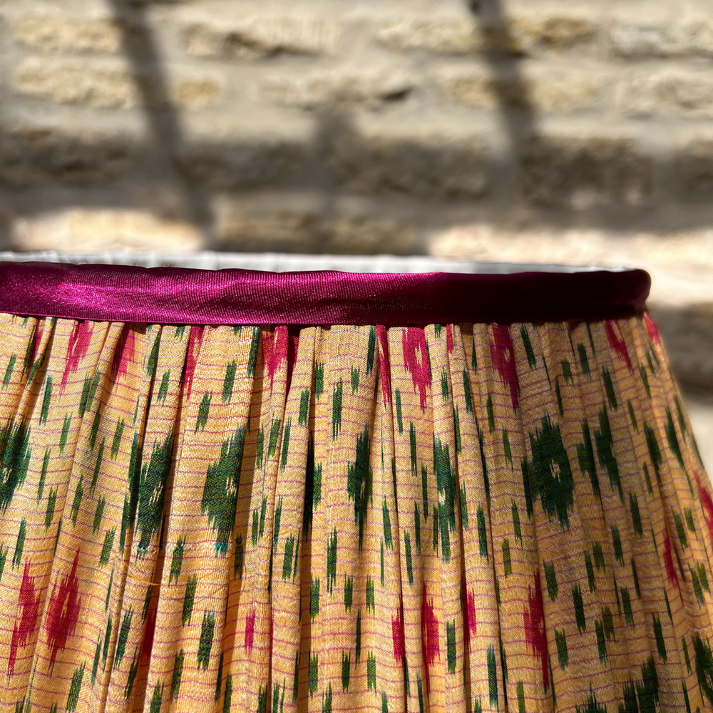 
                      
                        41cm Yellow, Pink & Green Silk Sari Lampshade
                      
                    