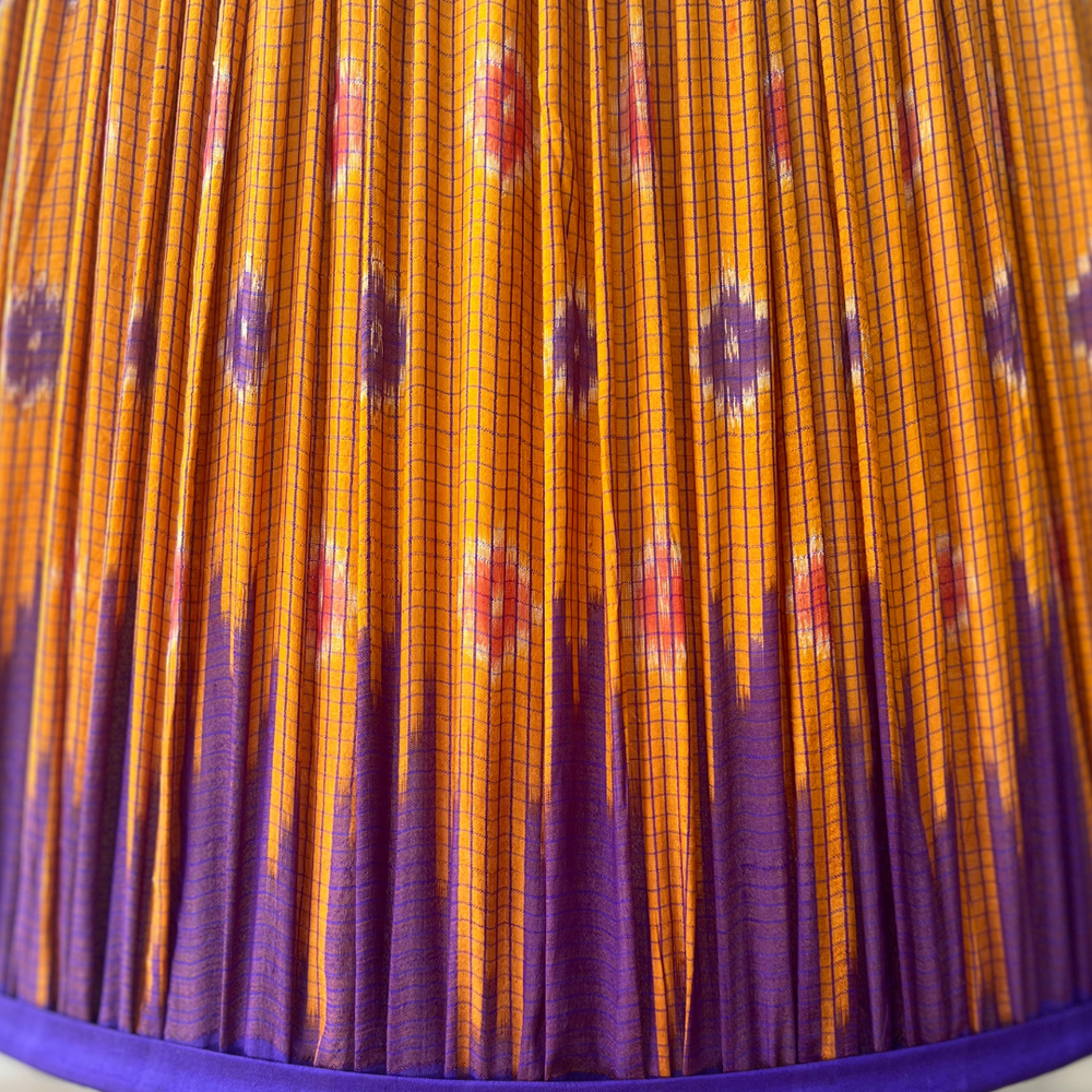 
                      
                        51cm Orange and Purple Silk Sari Lampshade
                      
                    