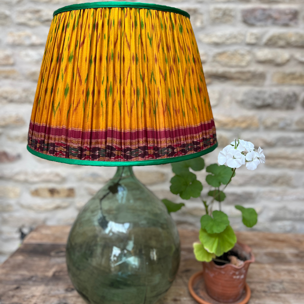 46cm Yellow & Green Vintage Sari Lampshade