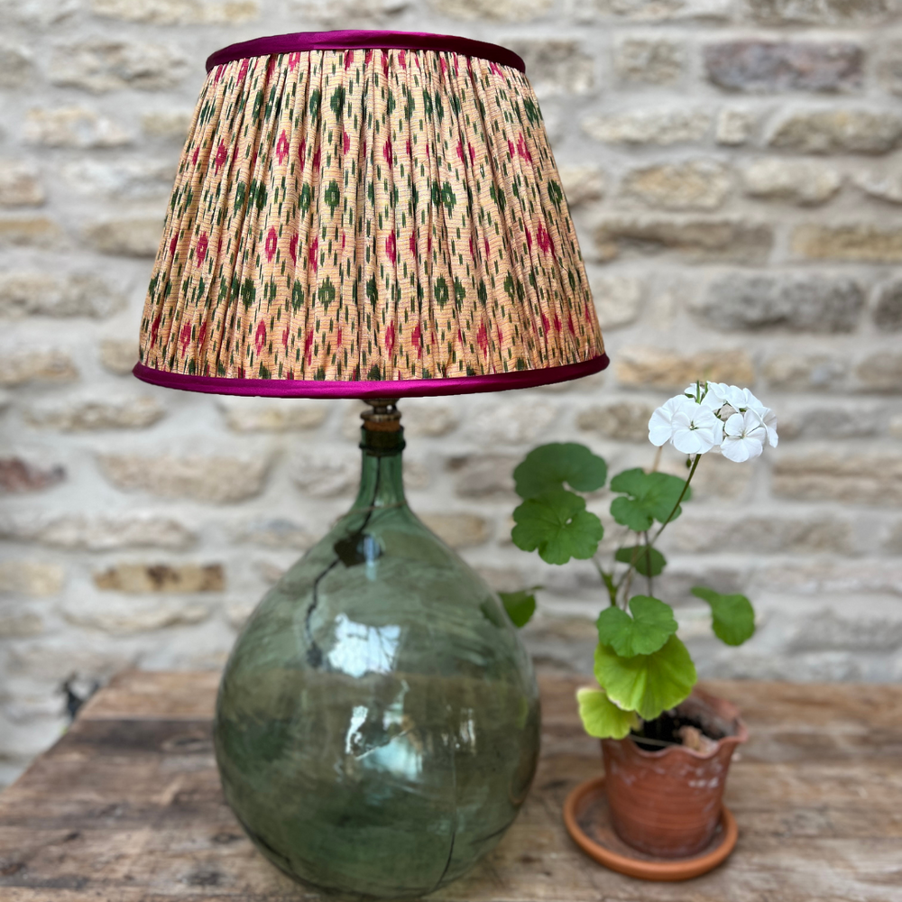 41cm Yellow, Pink & Green Silk Sari Lampshade