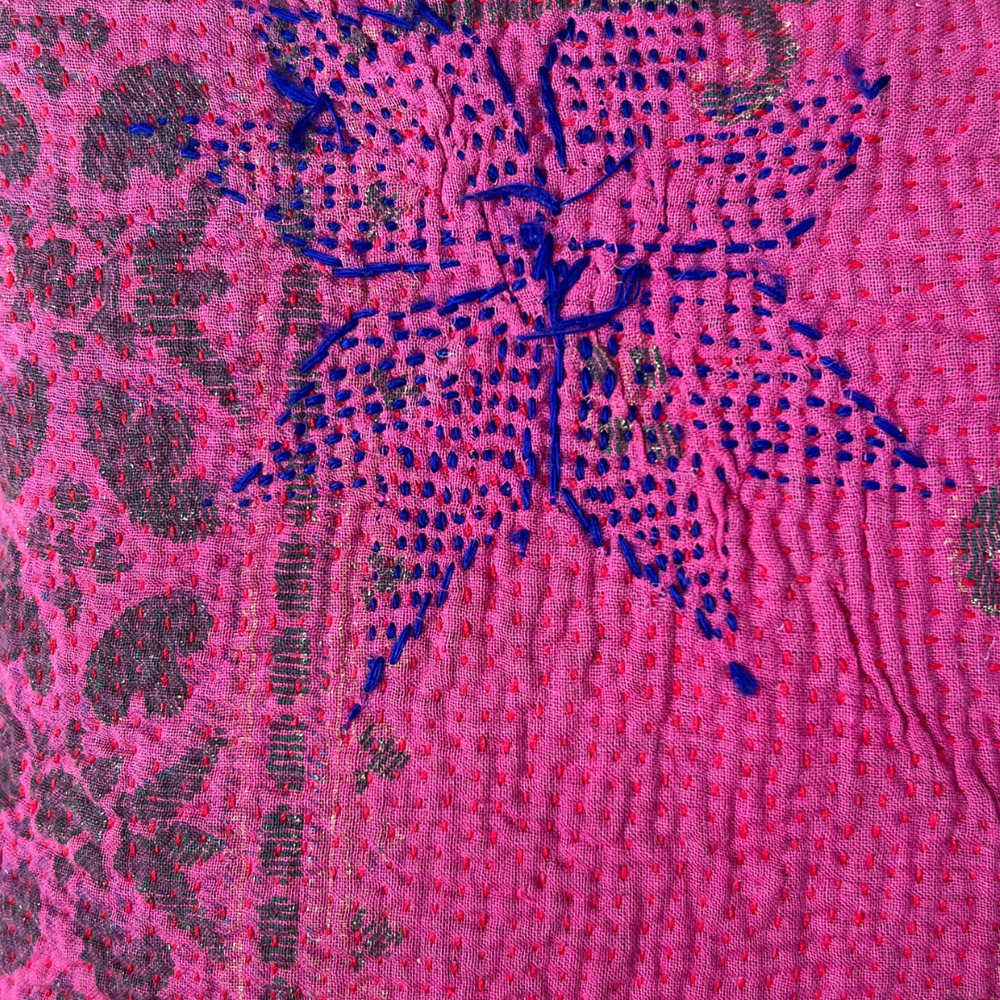
                      
                        Kantha Lavender Pillow with Tassels - Green Pink
                      
                    