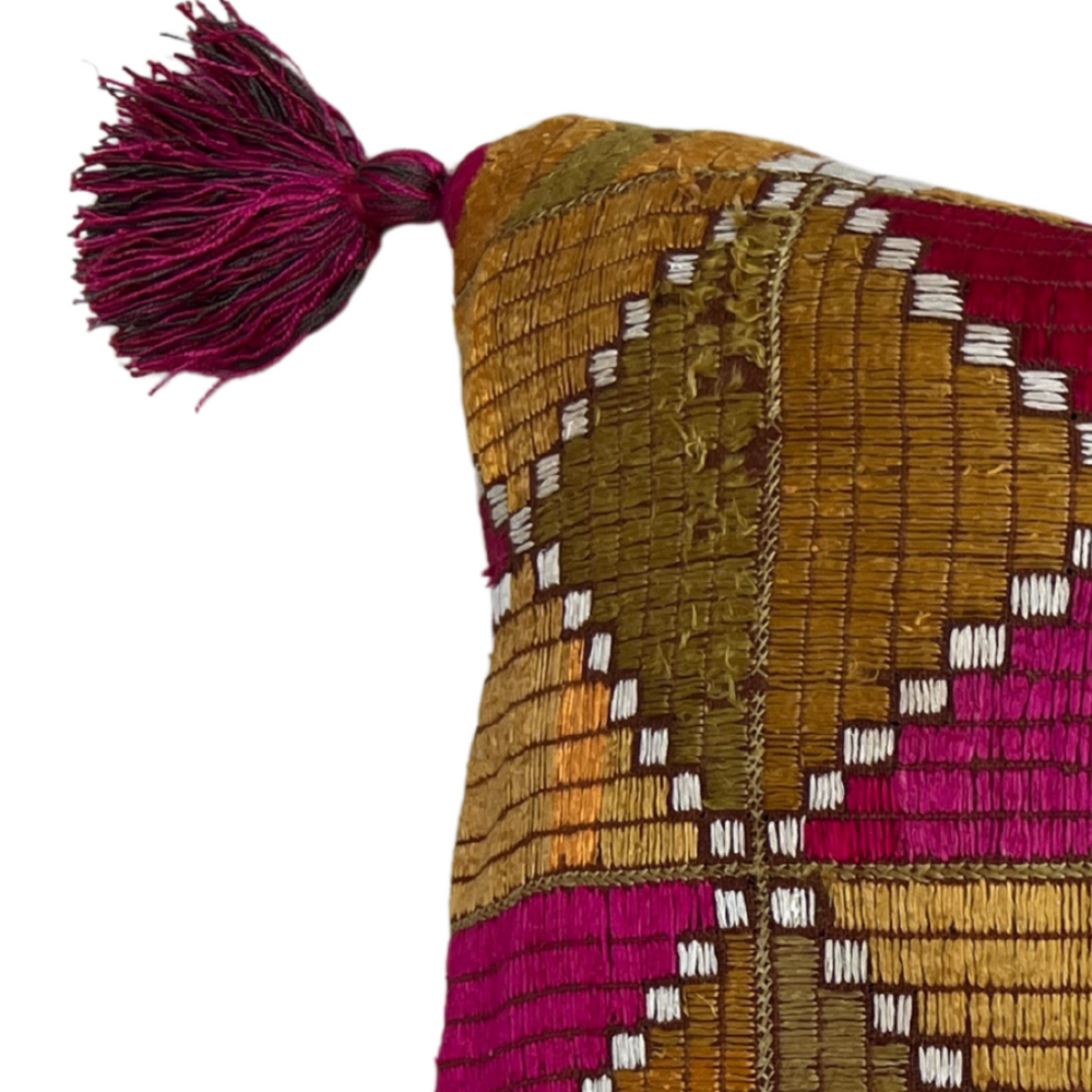 
                      
                        Pink Phulkhari Cushion Cover with Tassels
                      
                    