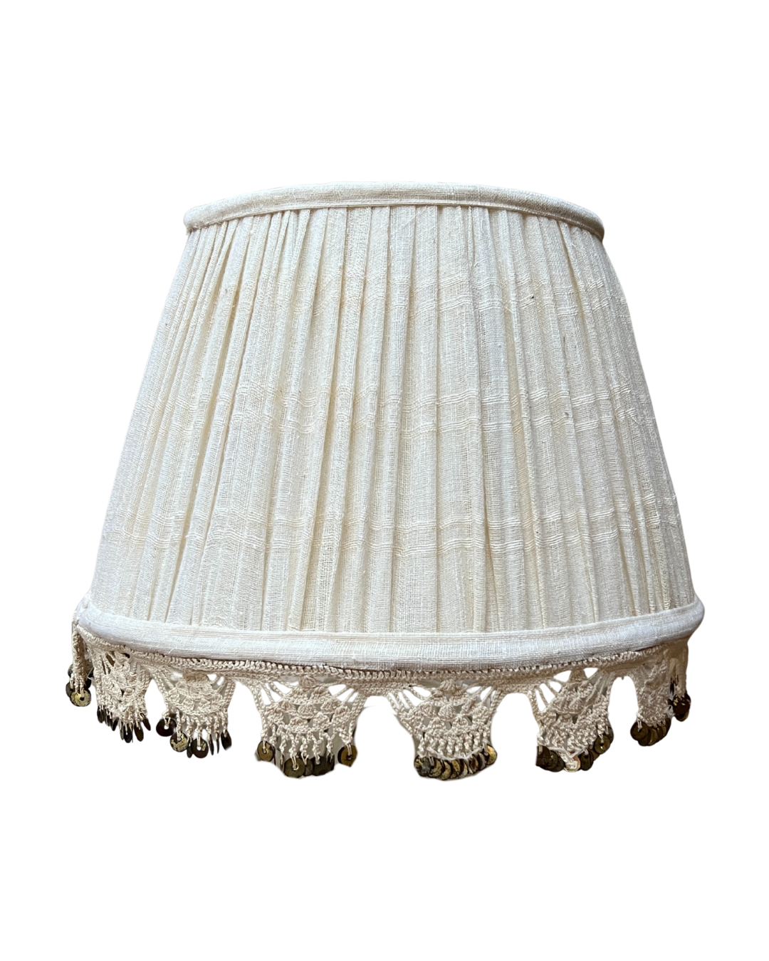 36cm Cream Linen Lampshade with Vintage Indian Trim