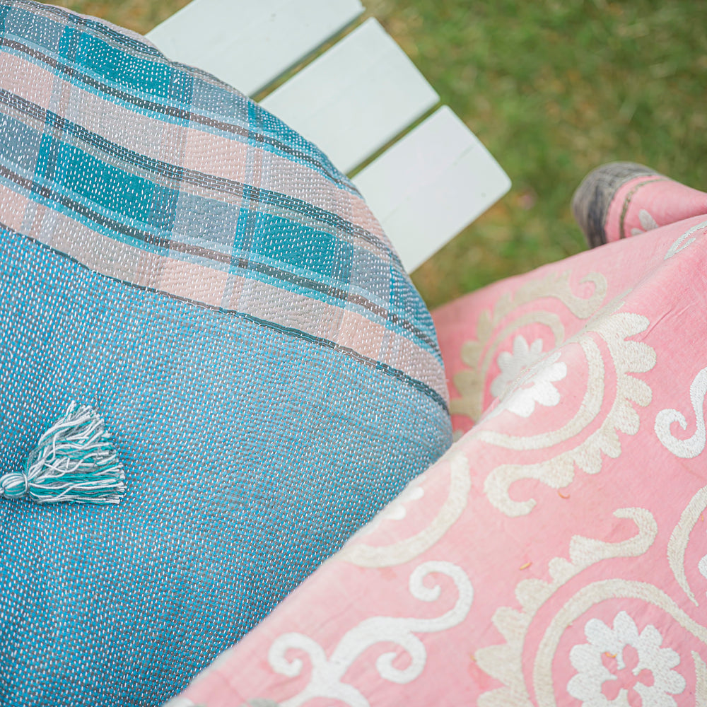 
                      
                        Kantha Round Squab Cushion
                      
                    