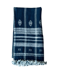 Blue Woven Tassel Throw